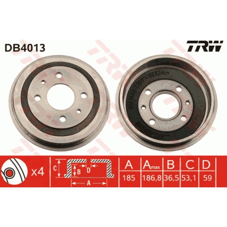 Tambor anterior y posterior TRW - 126/A112/Ritmo